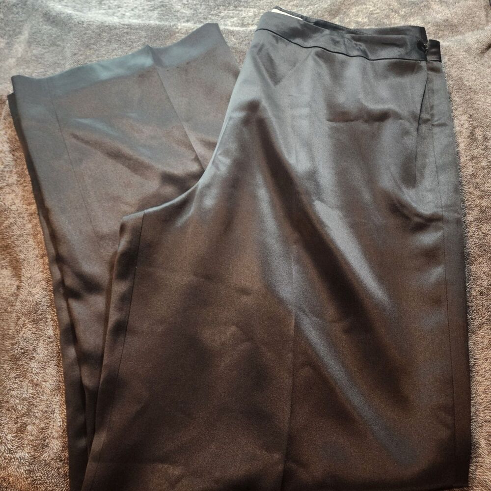 Talbots Pure Silk Pants Black Side Zip Size 16